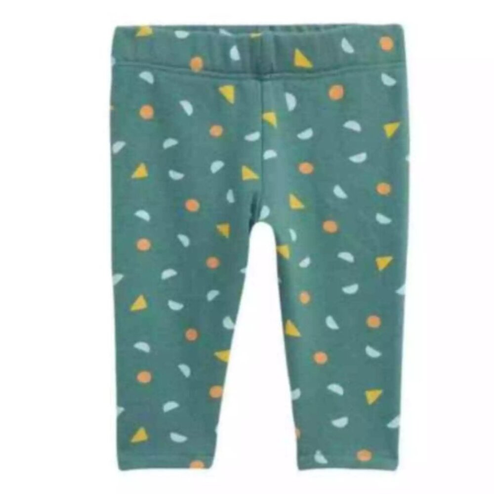Open Edit Babies' Printed Cotton Blend Leggings In Teal Needle Fun Geo 24M NWT